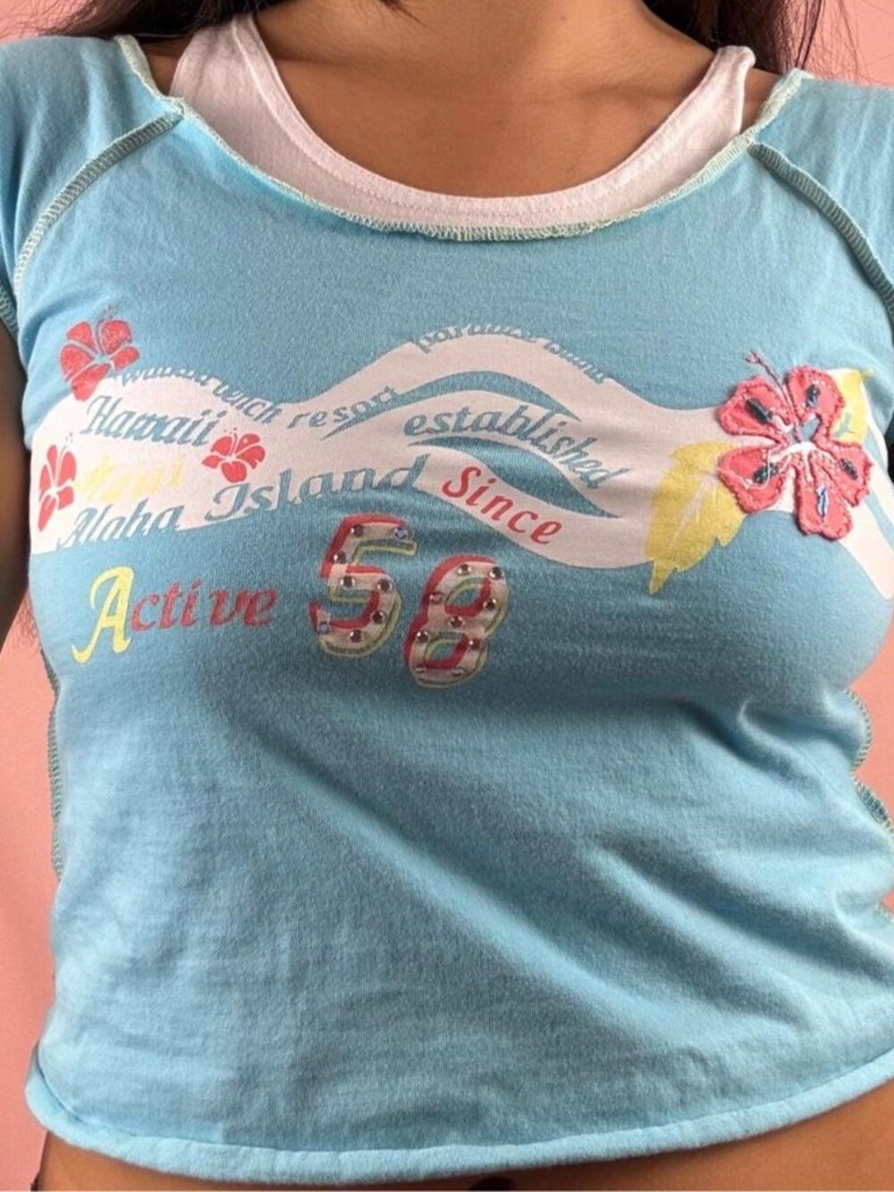 Y2K Layered Hawaii Top